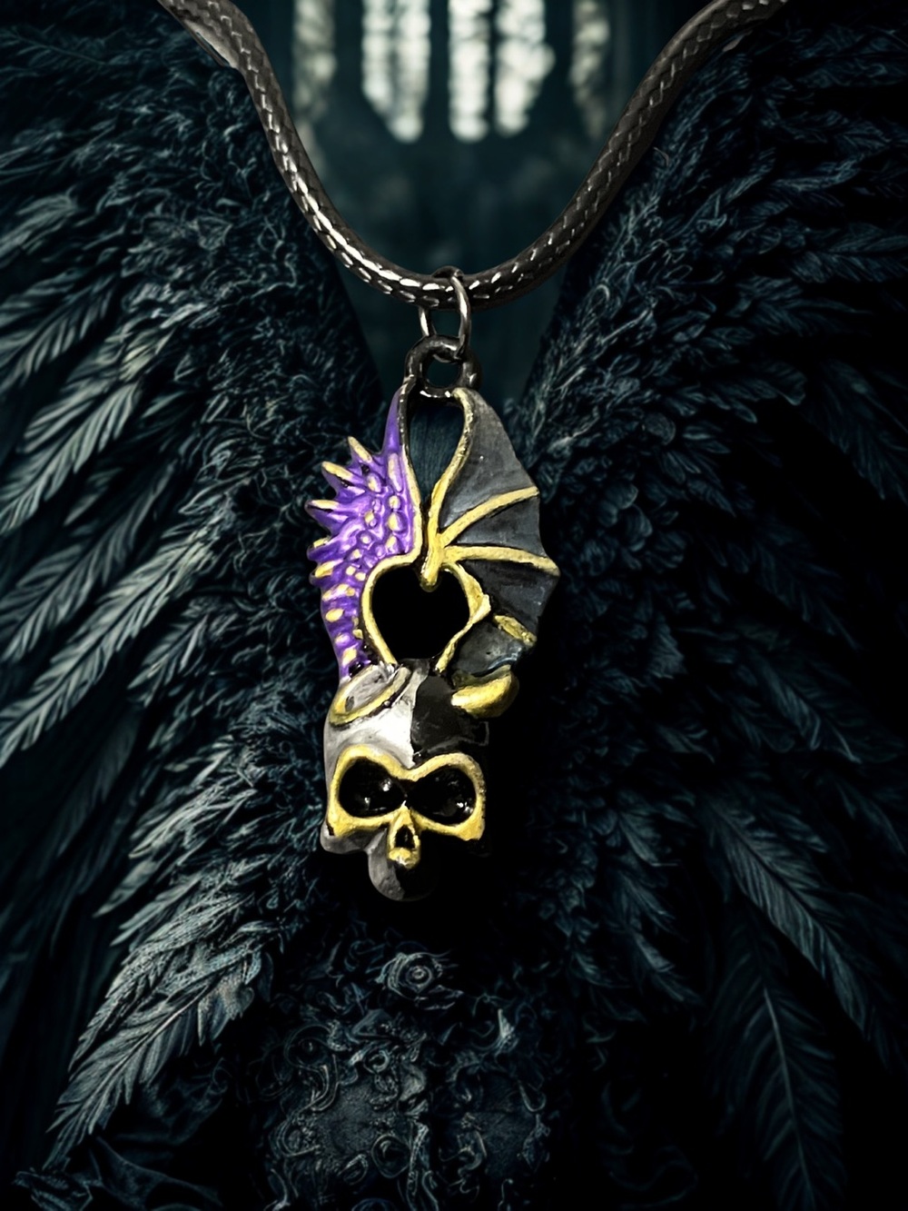 Shadow wing handpainted necklace